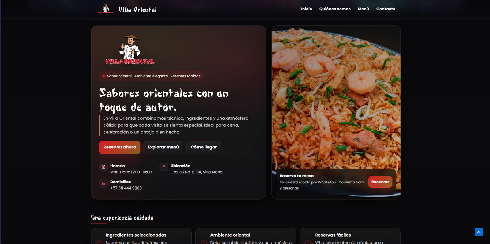 Página Villa Oriental